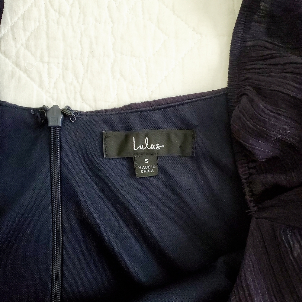Lulus Simply A Sensation Navy Blue Puff Sleeve Midi Dress - Picture 7 of 12